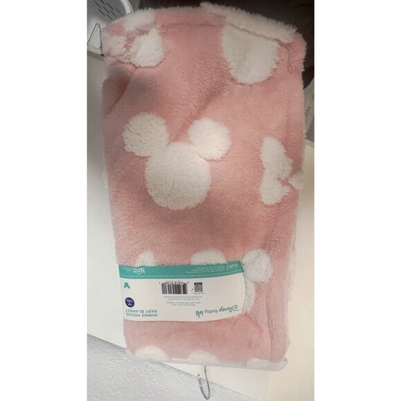 Disney Baby Girl Blanket Minnie Mouse  Pink Polka Dot Sherpa Plush Fleece NEW - Picture 2 of 5